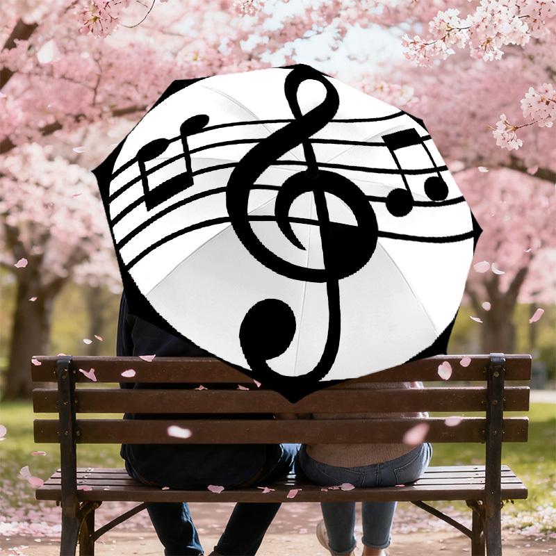 1PC music note Umbrella-8-Rib Reinforced, Automatic Open, Lightweight & Durable, Cute Fashion Accessory for Outdoor-P2700