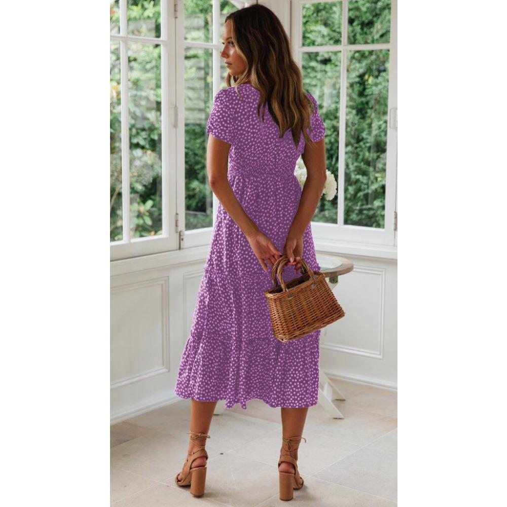 GMXIA Платье с квадратным воротником, рукавами-фонариками и цветочным принтом, длинная юбка