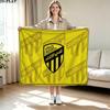 Al-Ittihad Club Logo Print Flannel Blanket High Quality Warm Comfortable Cover for All Seasons Perfect for Gifts Home Decor