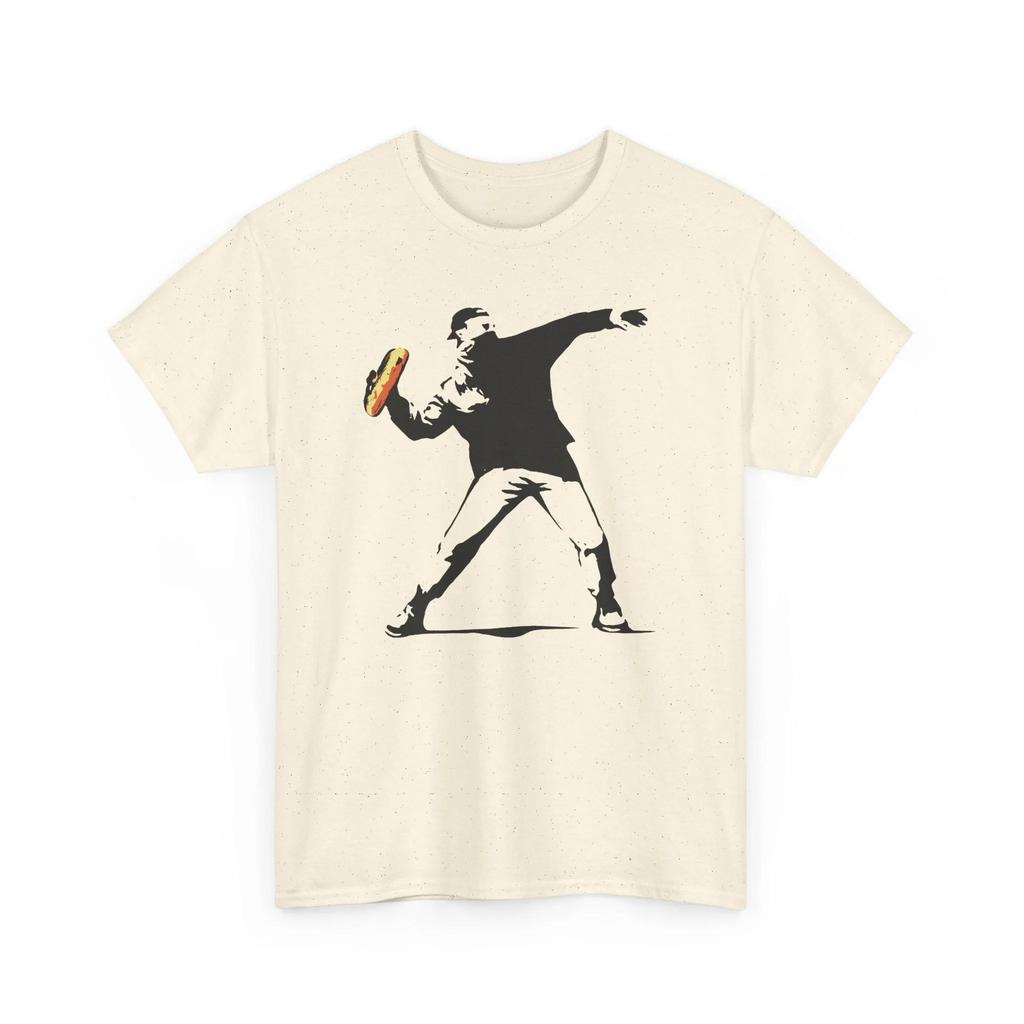 Banksy Inspired Protest Men Shirt: Sandwich Thrower, Graphic T Shirts Retro Streetwear High-quality Washington DC Activist Tee