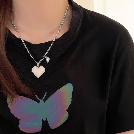 2 шт. Ожерелье для пары с подвеской в виде сердца, магнитное притяжение, блестящая отделка, подарок на День святого Валентина, годовщину