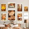 Autumn Yellow Fallen Leaves Scenery Canvas Painting Fall Pumpkin Halloween Wall Art Print Poster Modern Living Room Home Decor