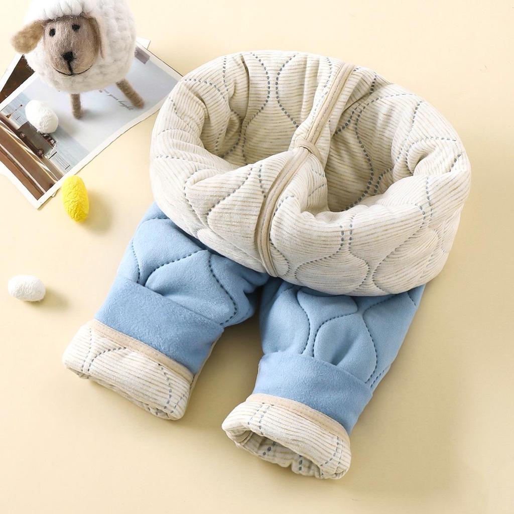 Kids' Quilted Fleece-Lined Thermal Pants - Warm, Thickened, Unisex, Autumn/Winter School Uniform.