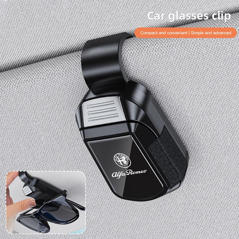 XLRNT1 Car Sunglasses Clip Sun Visor Glasses Holder Card Ticket Holder For Alfa Romeo MiTo 147 Giulia 156 159 Stelvio Giulietta Disco