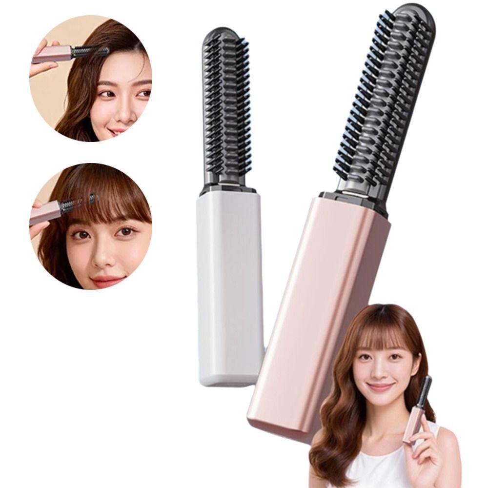 Cordless Mini Straight Hair Brush USB Charging Portable Hair Straightener Grooming