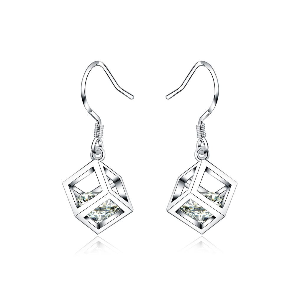 925 Sterling Silver Square AAA Zircon Piercing Earrings Fashionable Wedding Jewelry