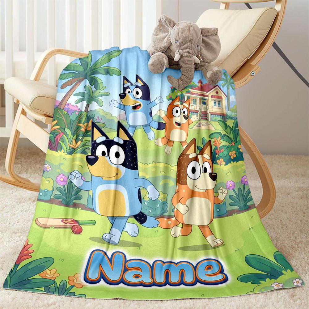 Bluey's Colorful Friends Customize Your Name Blanket Gift Customizable Blanket Ultra-Soft Great for Home Decor Seaside Nap Bedding for All Occasions
