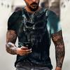 Летняя винтажная мужская футболка с 3D принтом черепа ужасов, классическая повседневная мужская футболка с круглым вырезом и коротким рукавом, модные свободные топы большого размера, мужская футболка