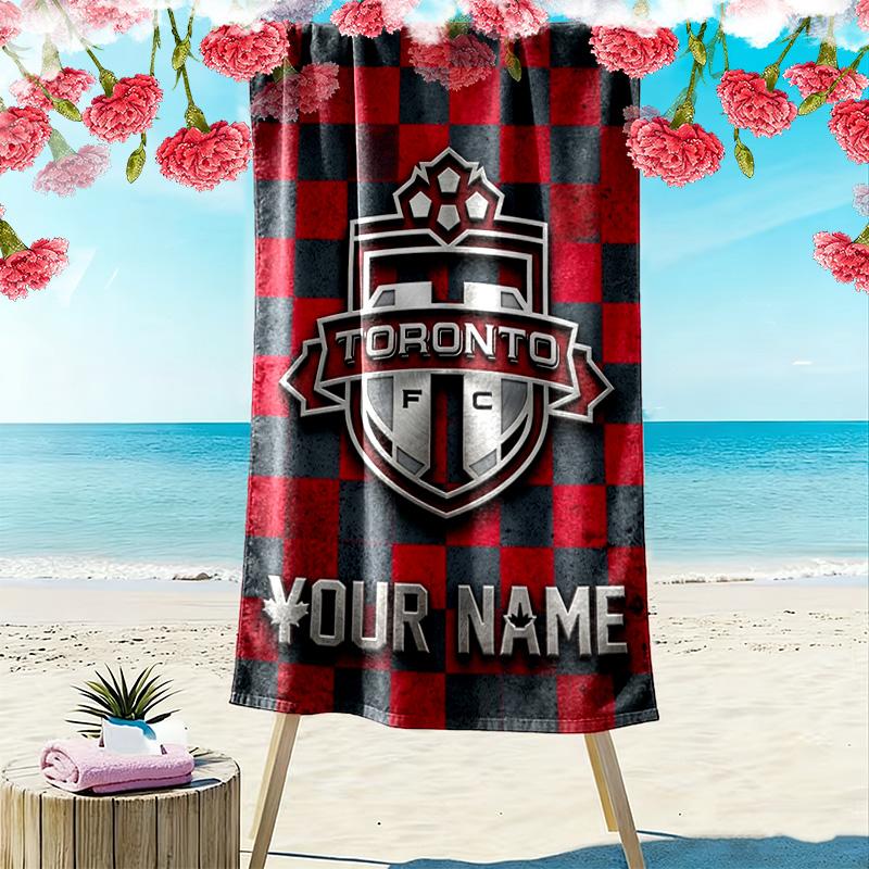 Name Custom Toronto FC Print Beach Towel, Large Soft Quick Dry Towel for Beach Camping Swimming