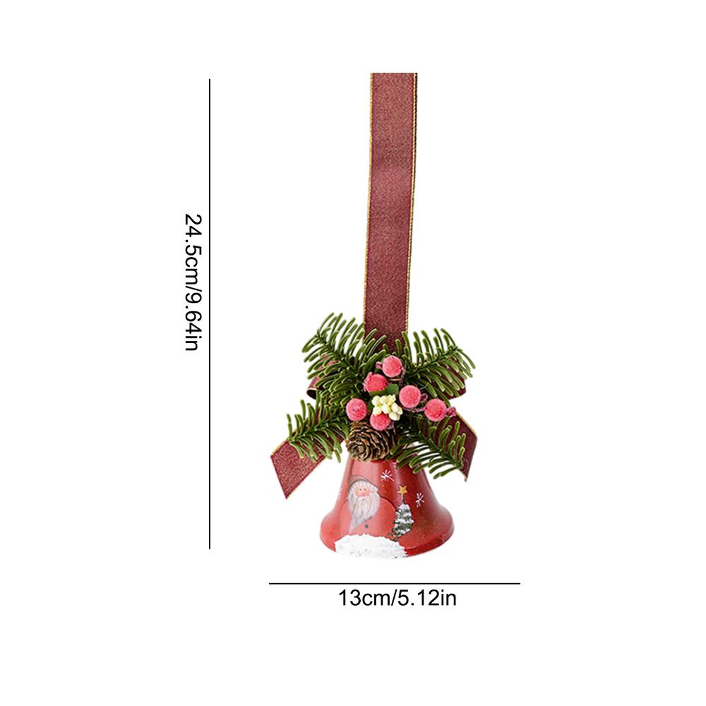 2025 Рождественский Рустикальный Колокольчик Джингл из Металла Сосновая Игла Рождественский Колокольчик Гирлянда Украшение В помещении На улице Подвеска на Рождественскую Елку