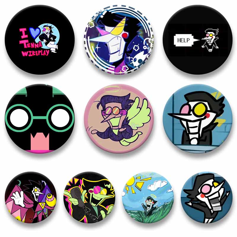 Spamton Soft Button Pins Cartoon Game Funny Brooches for Collar Bag Shoes Round Cosplay Badges Party Gifts Jewelry Accessories