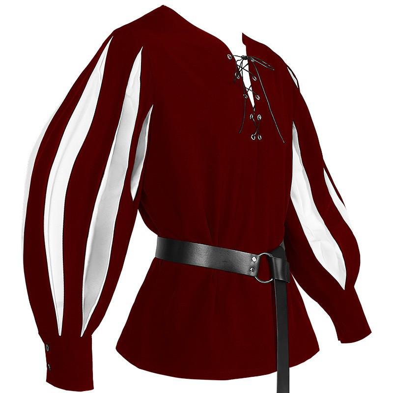 European & American Retro Medieval Costume Lace-up Shirt Cosplay Top