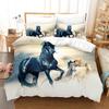 Horse Duvet Cover Set King Size Black White Brown Horse Printed Quilt Cover Polyester 3D Animal For Adults Teens Comforter Cover