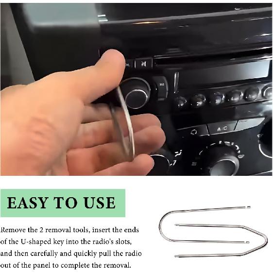 4 PCS Car Radio Removal Pry Tool, U-Shaped+V Shaped Stainless Steel Stereo Disassembly Pry Kit, Universal CD DVD Host Release Removal Tools for Car