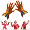 Funny Cosplay Clown Gloves For Halloween And Carnival Parties Soft Polyester Satin Pompoms Gloves With Elastic Design
