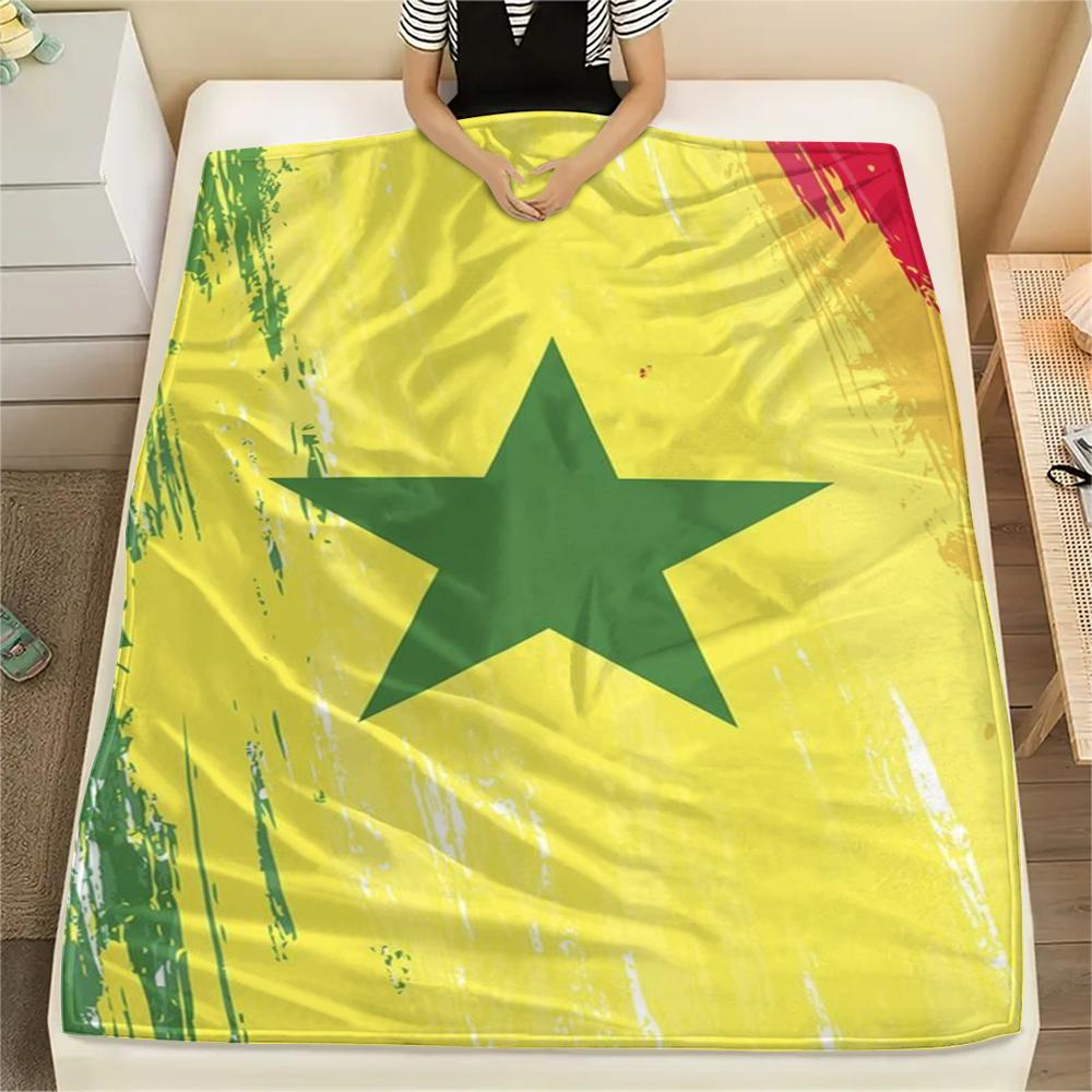 1PC Senegal Print Flannel Blanket, High quality Comfortable for All Seasons, Home Decor, Warmth and Comfort, Perfect for Christmas Gifts