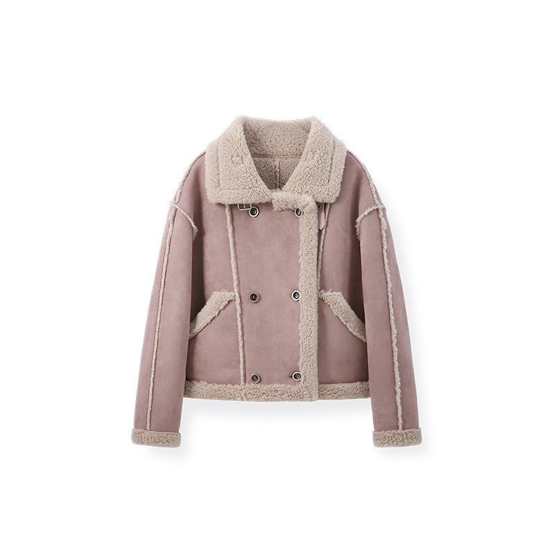 Short Jacket Women's Winter Fashion Fur Loose Stand-up Collar Thin Short Tops