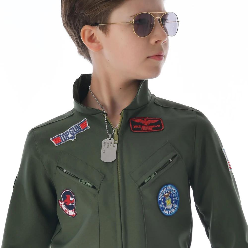 Movie Top Cosplay American Airforce Uniform Halloween Costumes For Men Boys Army Green Military Pilot Jumpsuit Full Set