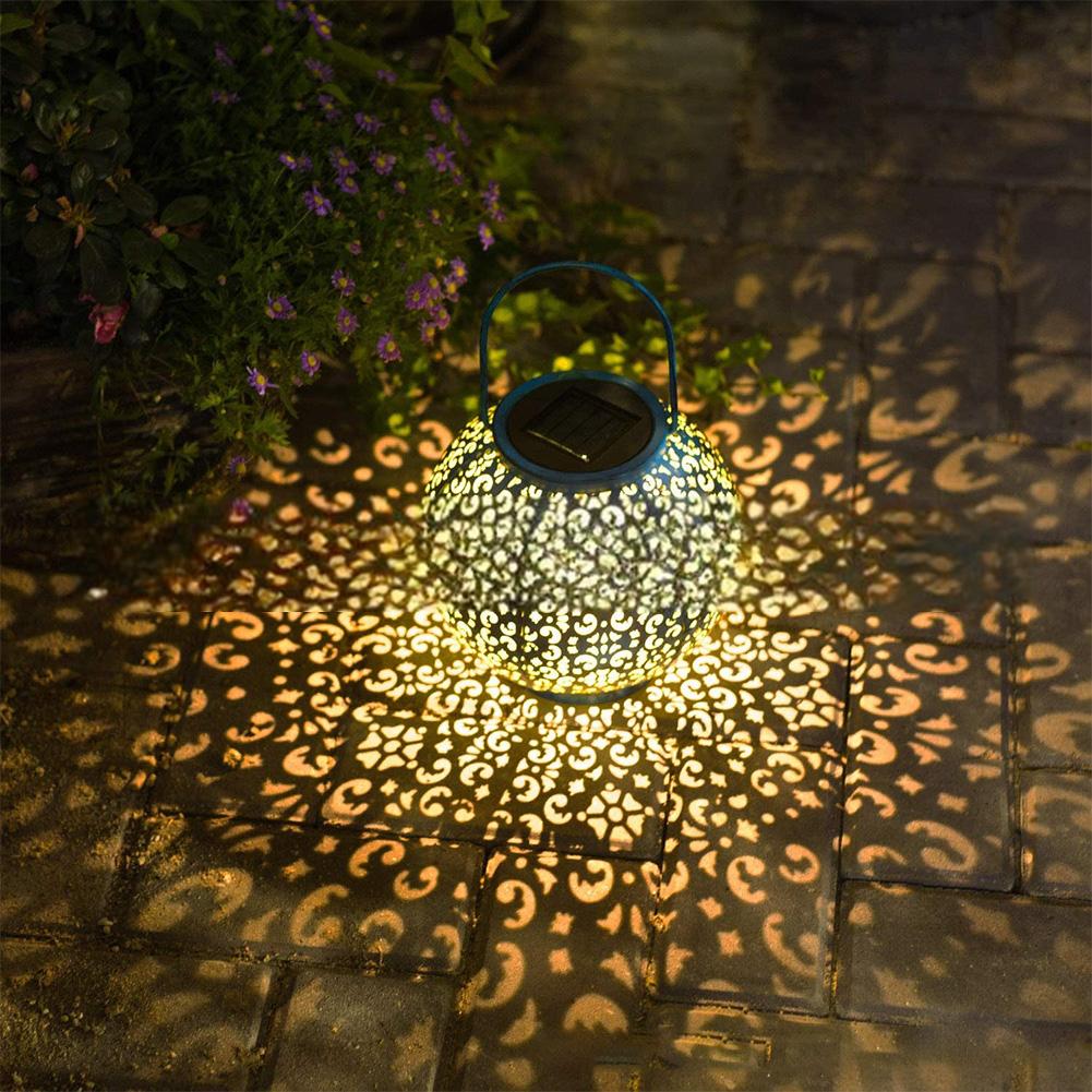 Outdoor Solar Hanging Lantern Lights Auto Off Waterproof Metal Garden Decorative Lights