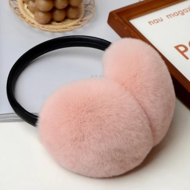 Rex Rabbit Fur Earmuffs for Women's Autumn and Winter Warmth Earmuffs and Ear Wraps Simple and Genuine Fur Ear Cover Ear Warmth