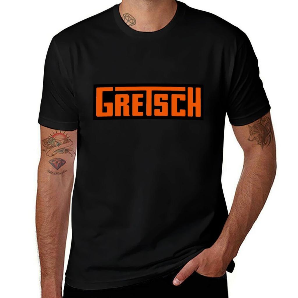 Vintage Gretsch Legendary Guitars And Drums Orange Tshirt Stain Resistant Casual Tee