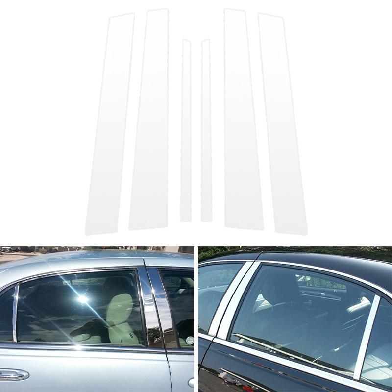 6 шт./комплект для Lincoln Town Car 1998 1999 2000 2001-2011 Серебристые декоративные накладки на стойки окон автомобиля из ПК, наклейки на стойки B/C, аксессуары для экстерьера автомобиля