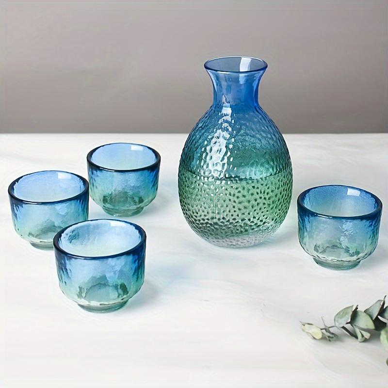 Набор для саке из кованого стекла в японском стиле, бутылка и чашки для саке, домашняя барная посуда