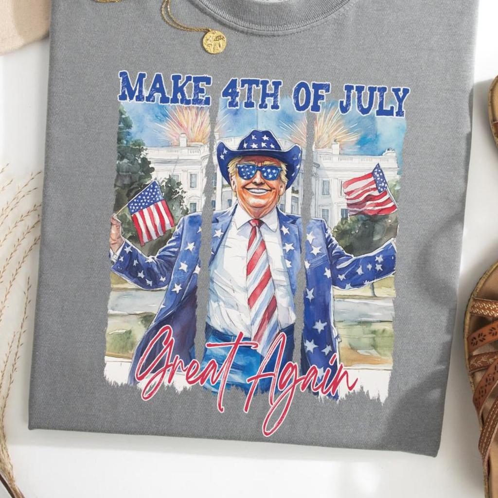 Make 4th Of July Great Again Comfort Color Shirt, Happy 4th Of July T-Shirt, Retro American 4th Of July Shirt, 4th July Trump Supporter Tee