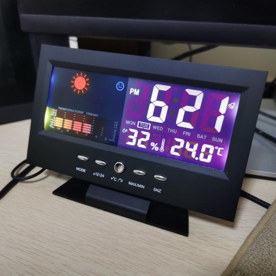 8082T цифровые часы прогноз погоды вечный календарь светодиодный цветной экран дисплей влажности температура часы пробуждения для дома