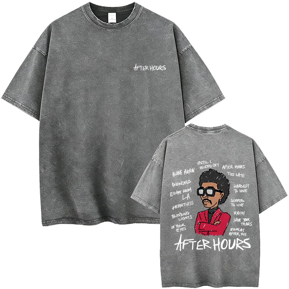 Стирка Винтажная Футболка Рэпер Playboi Carti с The Weeknd After Hours Til Dawn Тур 2026 Мужская Мода Хип-Хоп Оверсайз Футболка