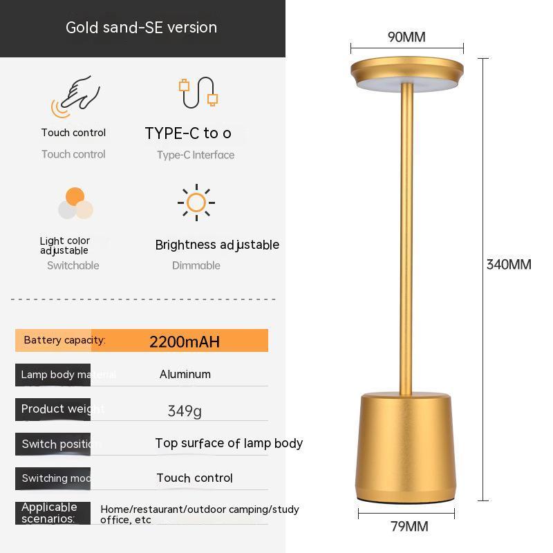 Rechargeable Wireless Bedroom Bedside Decoration Simple Metal Touch Led Table Lamp Creative Atmosphere Bar Lamp
