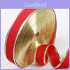 Luxurious 100 Yard Christmas Ribbon In Red Velvet With Gold Trim For Diy Crafts