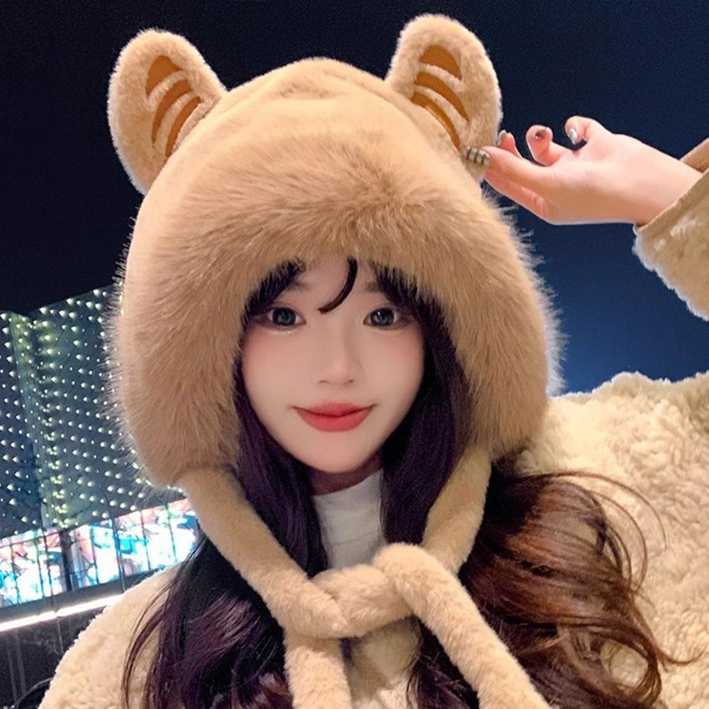 Warm Soft Fur Tiger Hat Winter Ear Protection Hat Cute Tiger Ears Hat Women