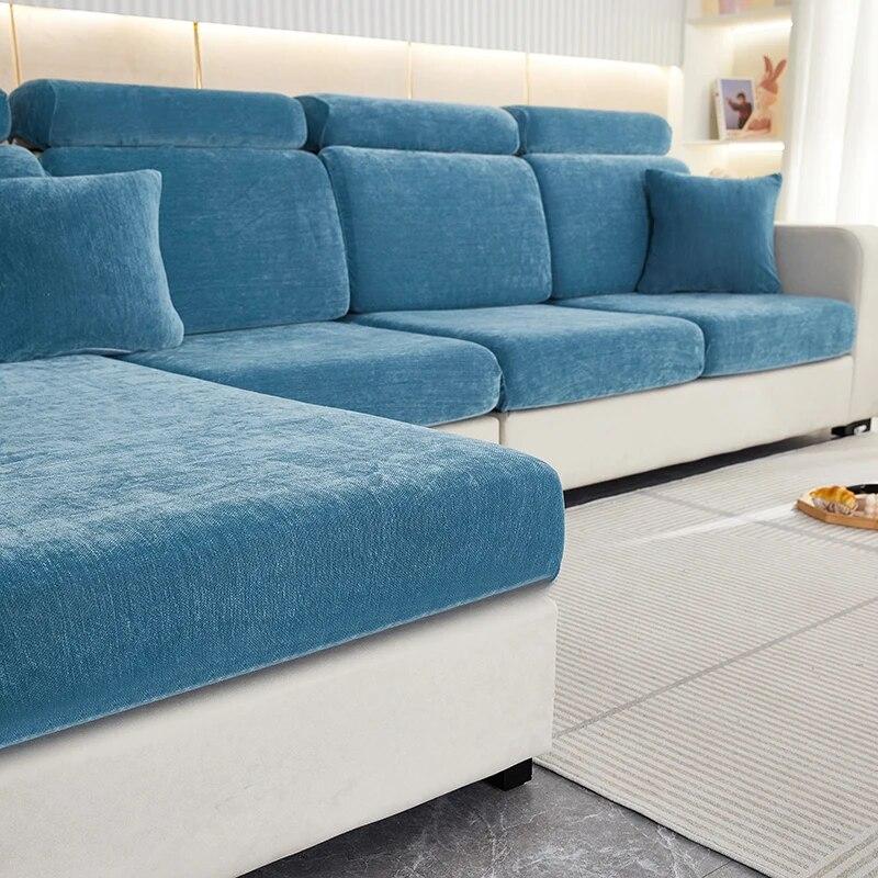 Chenille Sofa Seat Cushion Cover Stretch Adjustable Removable Slipcover Sofa Cover Sofa Slipcovers Protector for Pets Kids