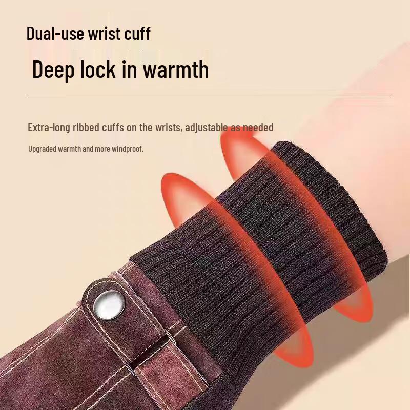 Мужские осенне-зимние теплые перчатки из свиной кожи