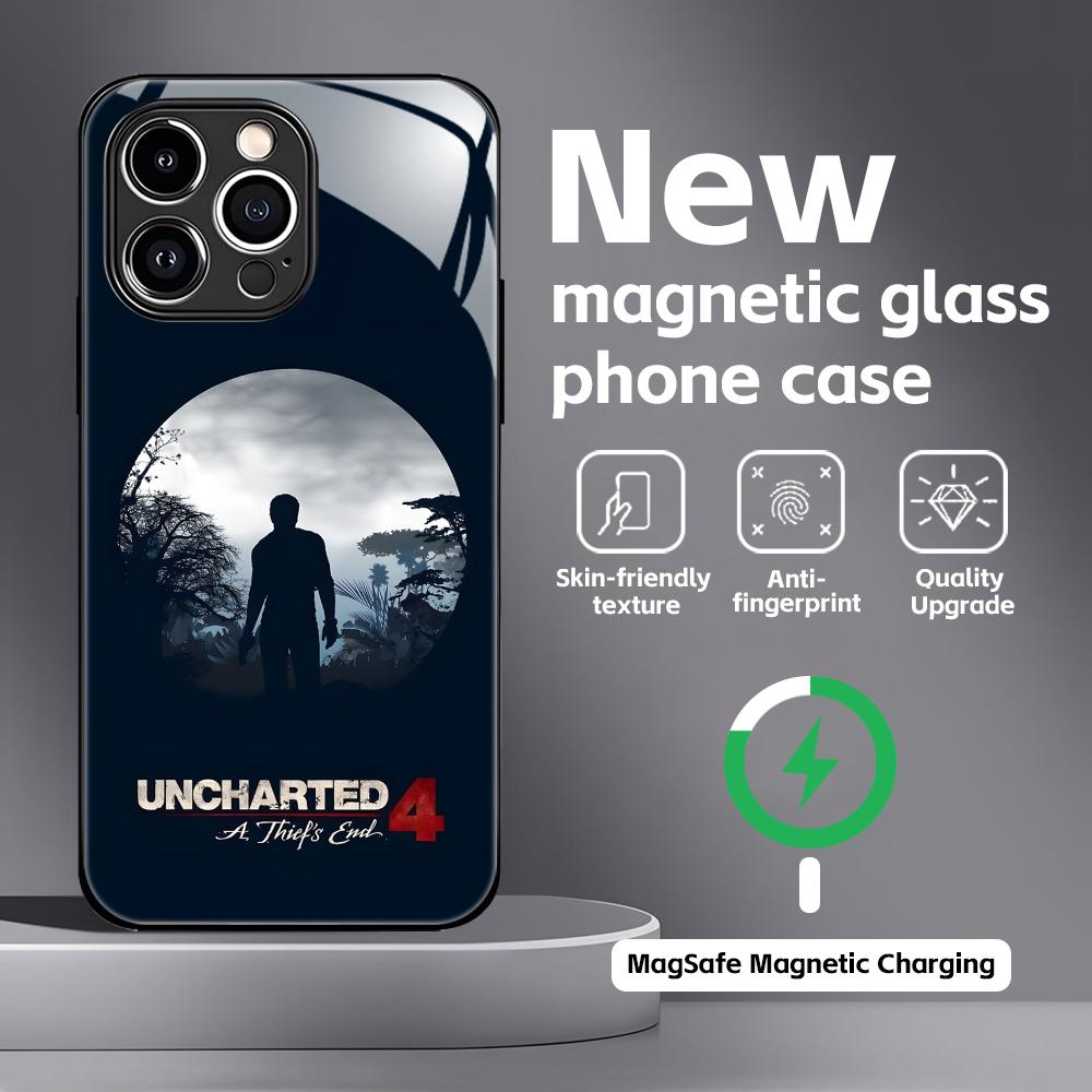 Горячая игра Uncharted 4 Конец вора Чехол для телефона Для iPhone17 16 15 14 13 12 11 X XR XS 8 Plus Mini Pro Max Стеклянный Магнитный Чехол