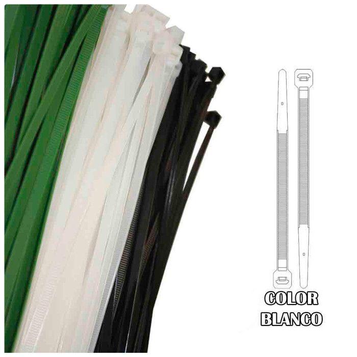 Colliers de serrage - Plastique - Vert - 250x4,8 мм - Lot de 100 - Blanc