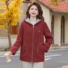 Mid-Spring and Autumn Hooded Woolen Jacket Middle-aged and Elderly Women's Piled Thickened Age-reducing Casual Jacket