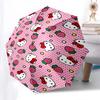 1pc Hello Kitty Strawberry Patterned Automatic Opening/Closing Umbrella with Convenient Three-Fold Design, 8-Bone Iron Frame, Outdoor, Ideal Gift for