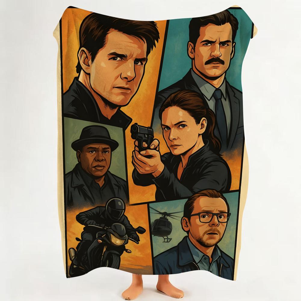 Movie M Mission I Impossible  Flannel  Blanket Suitable for Sofa Living Room Bedroom