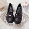 Sweet Puff College Wind 2025 New Height Enhanced Platform JK Uniform Shoes Super Soft Student Shoes Lolita Black
