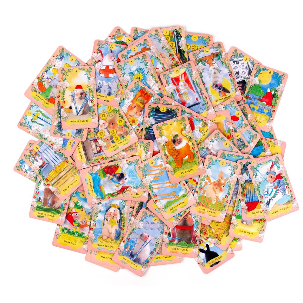 10.3*6cm Chubby Bunny Rabbit Tarot Card Game 78 Pcs Cards
