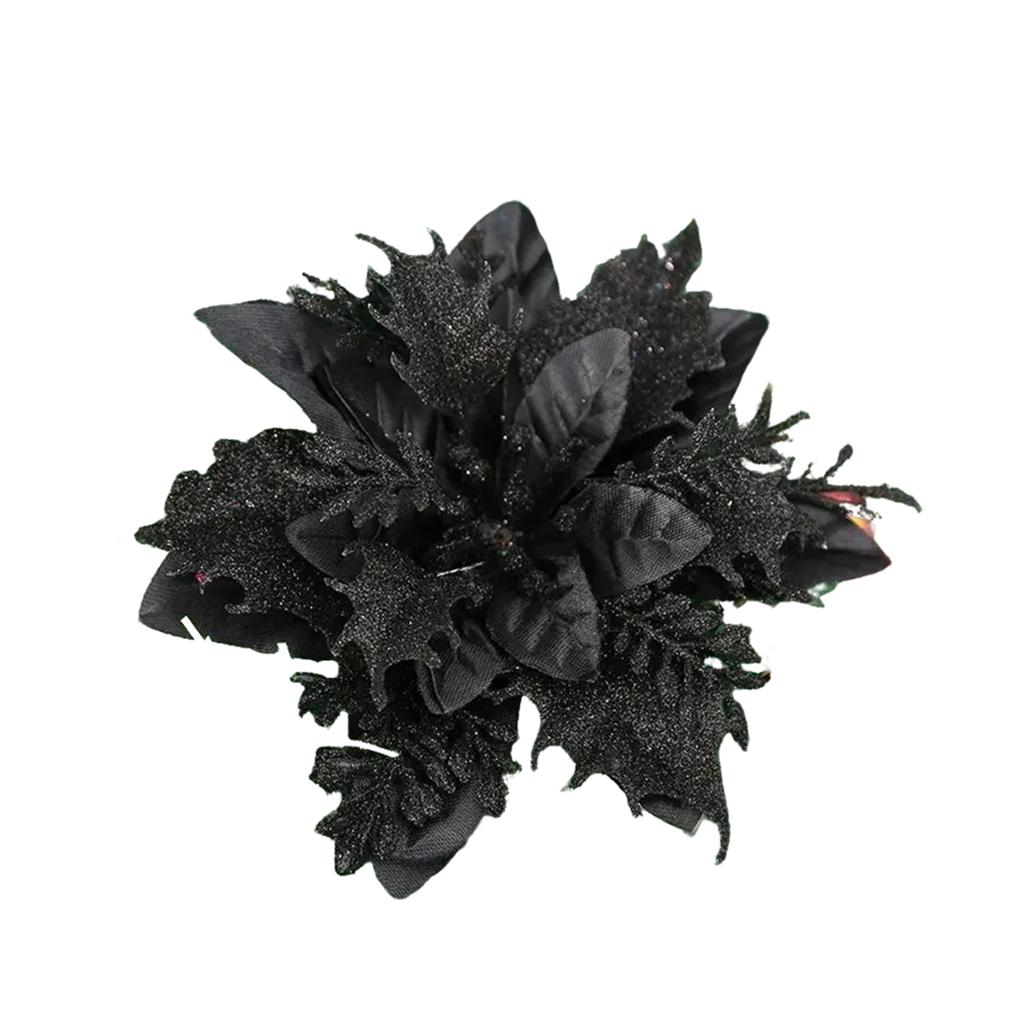 Glitter Poinsettia 5.5 Inch Artificial Flower Christmas Clip Stem Christmas Tree Ornaments For Wedding Party Wreath Decoration