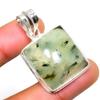 Prehnite Gemstone 925 Silver Plated Handmade Jewelry Pendant 1.51"