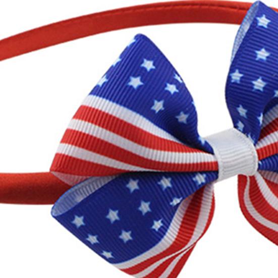 Повязка на голову с американским флагом, День независимости, 4 июля, красный, белый, синий, с бантом, декор, обруч для волос для девочек, аксессуары для волос