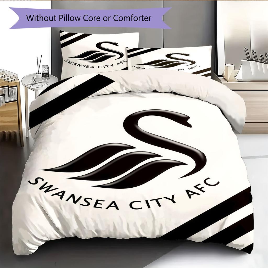 Swansea City AFC Pattern Bedding Home Decoration Birthday Gift ( 1 duvet cover + 2 pillowcase, without core),fan merchandise.