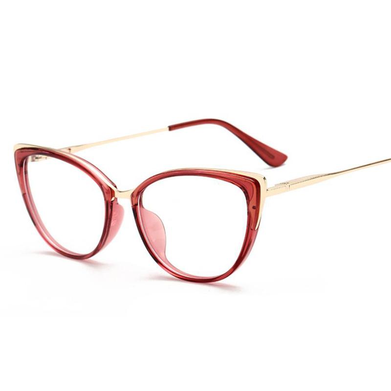 Anti-Blue Light Cat Eye Prescription Spectacle Women Myopia Lens Photochromic Glasses Diopter 0 -0.5 -0.75 -1.0 -2.0 To -6.0