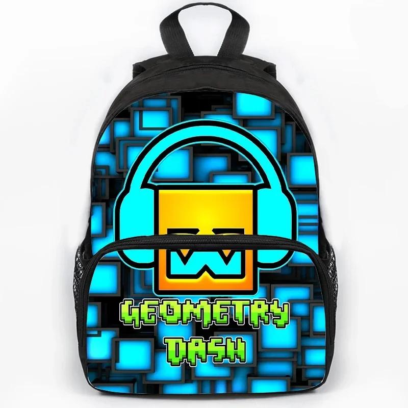 Children Large Capacity Angry Geometry Dash Print Backpack Students School Bags for Girls Boys Cartoon Bookbag Travel Backpacks