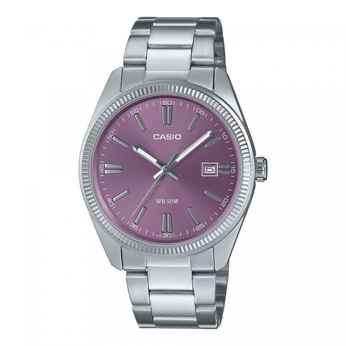 Casio Мужские аналоговые кварцевые часы MTP-1302PD-6AVEF (38,5 мм) Лавандово-фиолетовый циферблат с узором «солнечные лучи»/Браслет из нержавеющей стали