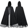 Готический средневековый ретро-плащ 2025 года с двухслойным капюшоном и меховым воротником